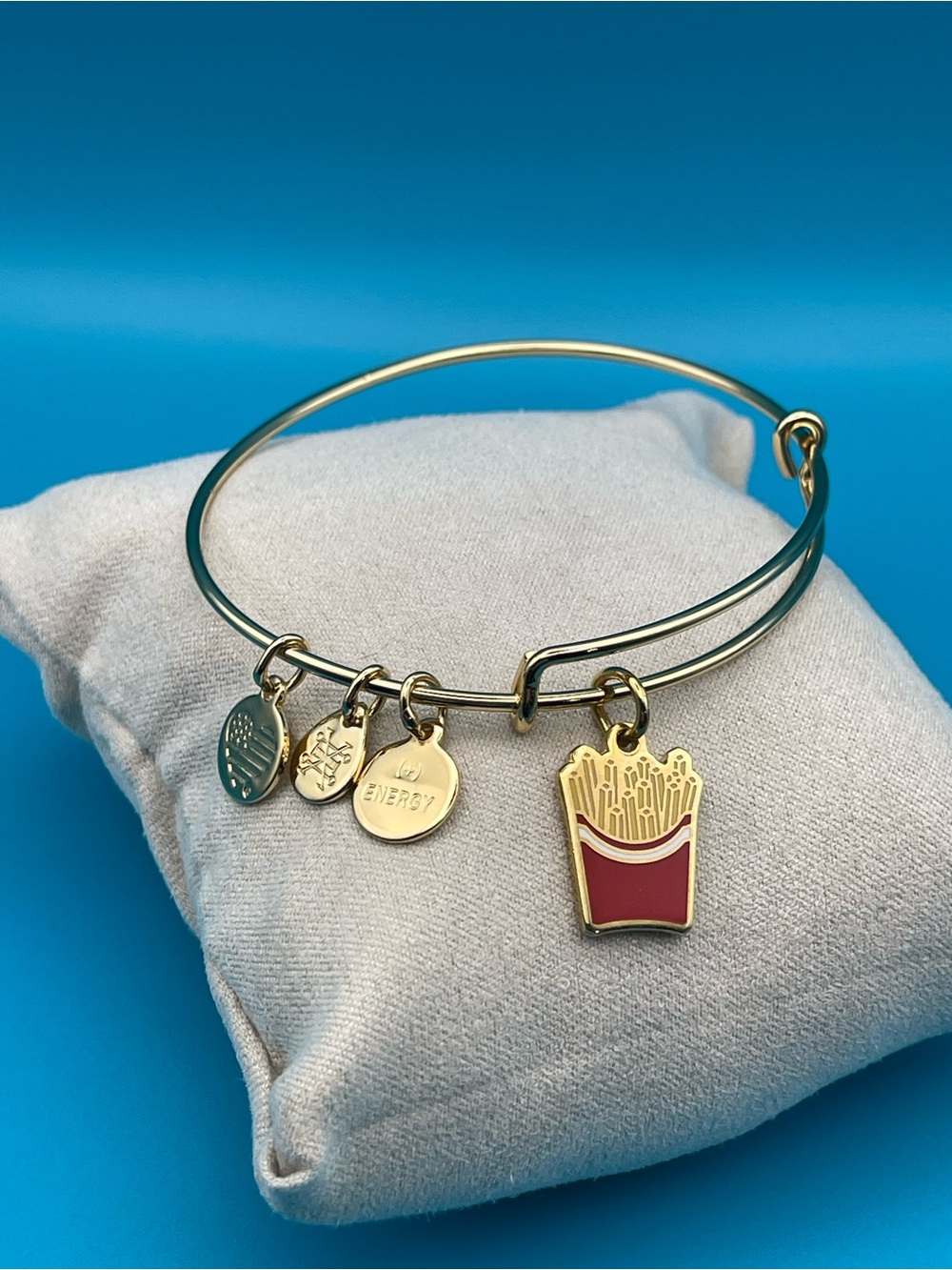 Alex and Ani Gold-Tone French Fries Enamel Charm Bangle - Red & Gold
